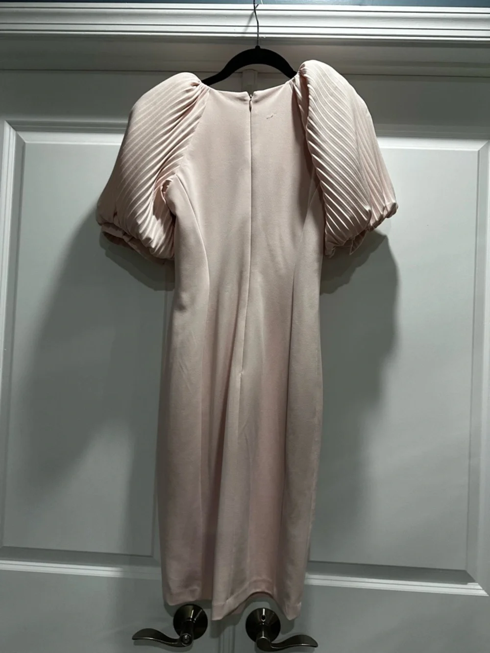 Calvin Klein Pleated Puff-Sleeve Midi Dress - Picture 3 of 11